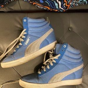 Wedge Heel Blue Suede Vintage Puma Sneakers | Womens 8.5